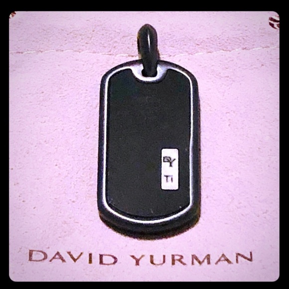 David Yurman Titanium Onyx Dog Tag with 22” Chain - Picture 1 of 8